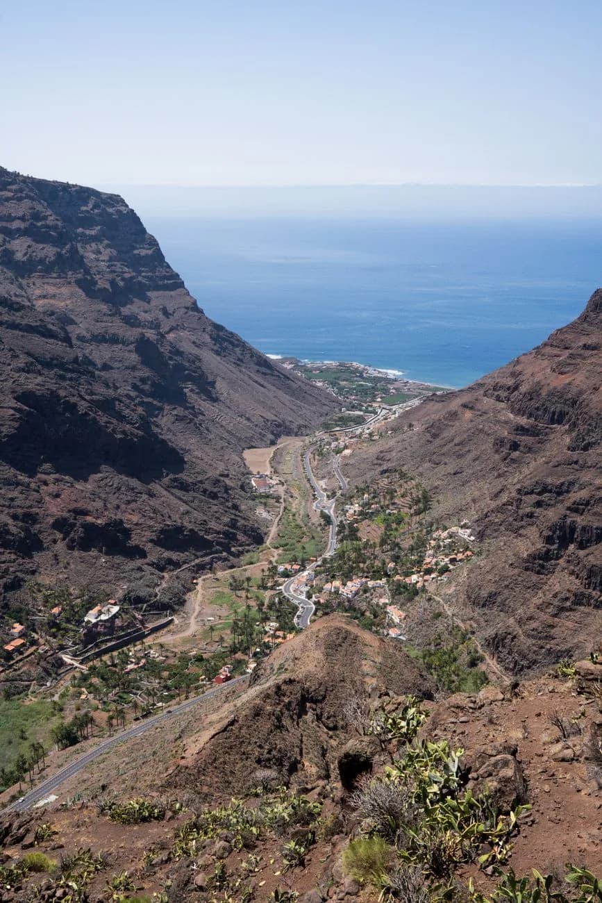 Le ravin de Valle Gran Rey descendant vers l'océan, vu depuis le mirador, La Gomera