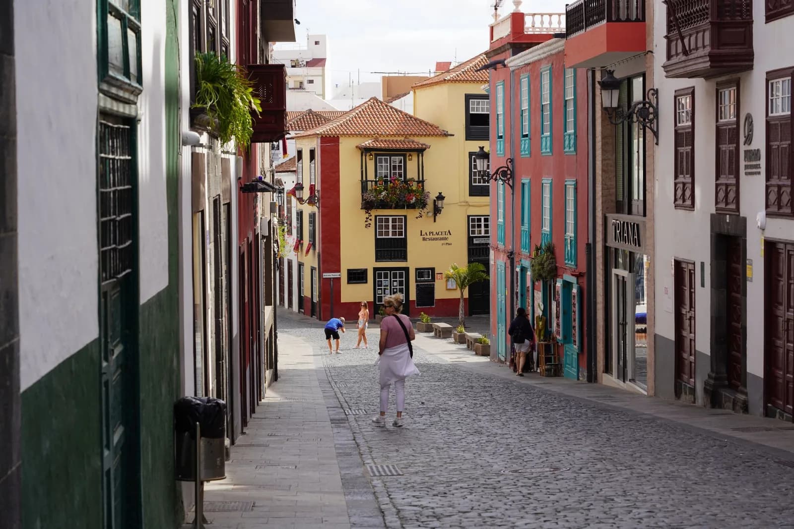 Rue pavée bordée de maisons coloniales à Santa Cruz de La Palma